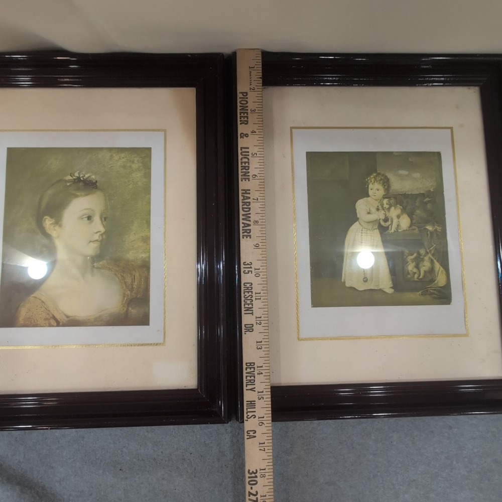 Vintage Framed Art Prints Set of 2 Thomas Gainsborough & Titian Strozzi Child - Picture 3 of 9